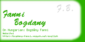 fanni bogdany business card